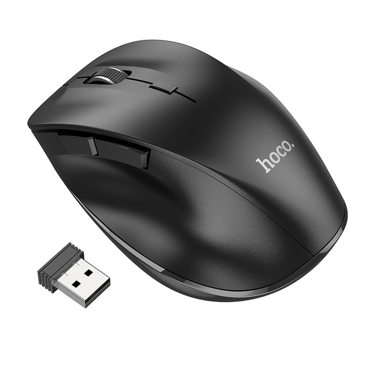 Mouse Wireless Profesional Lightweight, pentru Home/Office & Gaming, Bluetooth 5.2-2.4 Ghz, 1600 DPI, 6 Butoane Fast Response, Negru