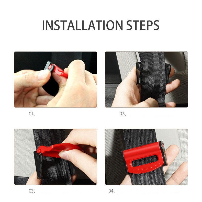 Set 2 x Cleme pentru Fixare Centura de Siguranta, Rosu - eMAG.ro