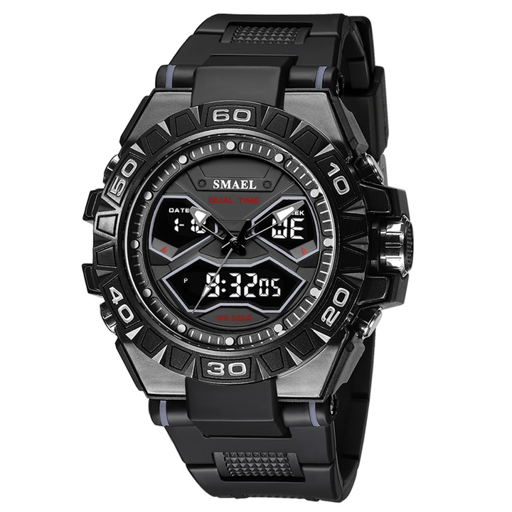 Ръчен мъжки часовник Smael Digital Quartz Analog Sport Casual Черен