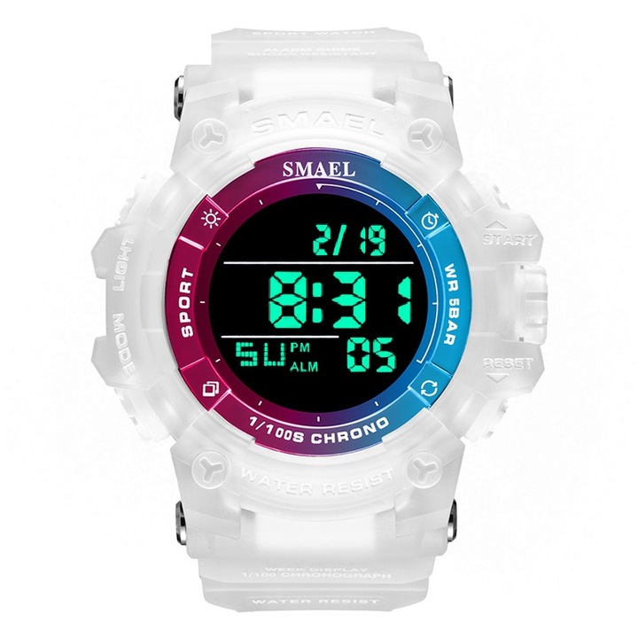 Мъжки часовник Smael Sport Casual Digital Quartz Analog White