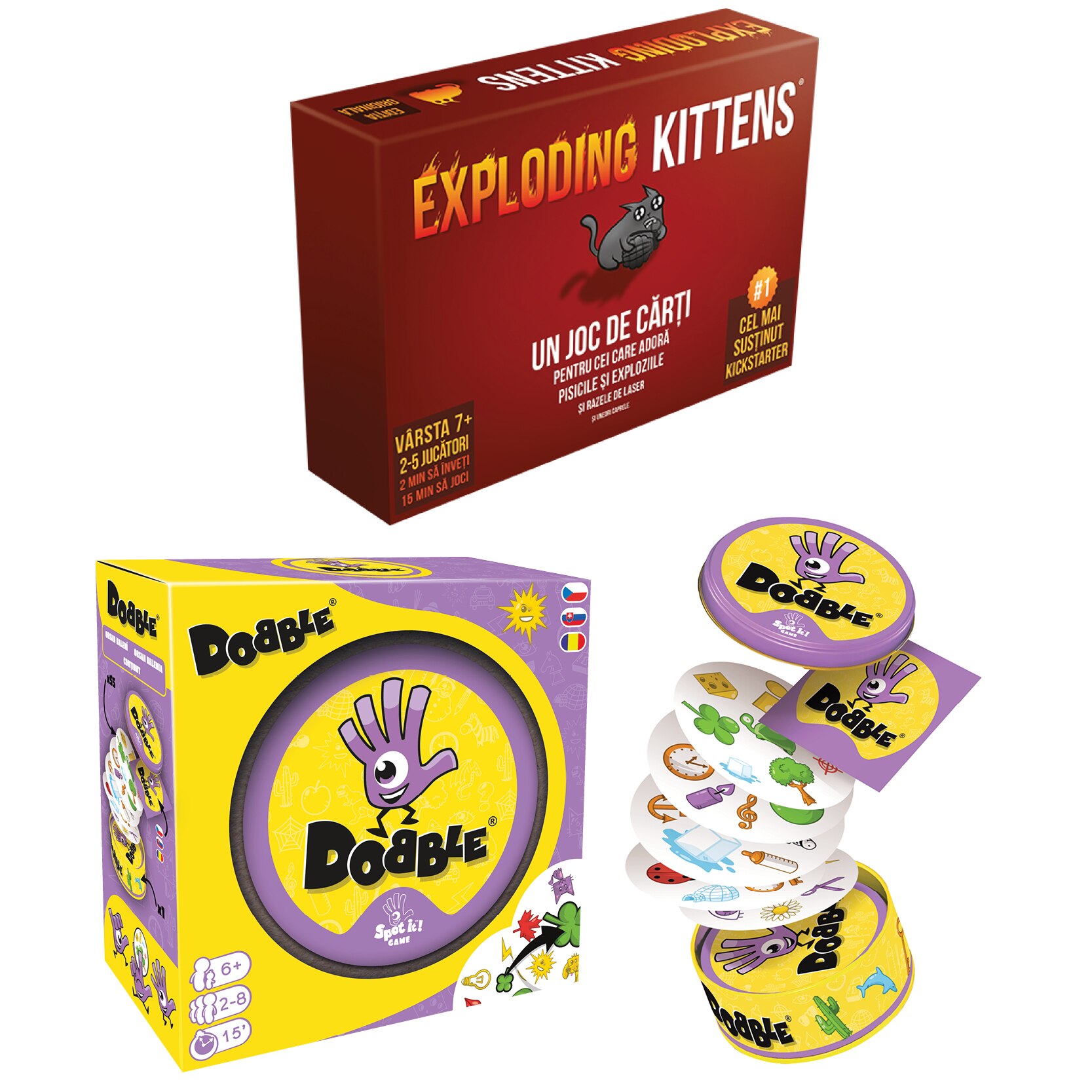 Pachet 2 jocuri de petrecere - Exploding Kittens si Dobble - eMAG.ro