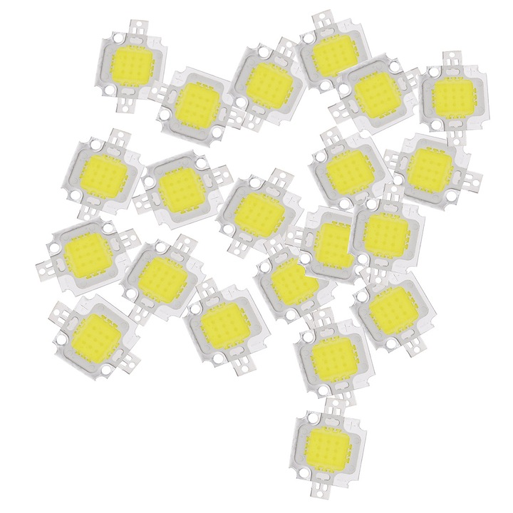 Set 10 cip-uri LED, Sunmostar, 10 W, 900-1000 LM, 900 mA, Lumina calda
