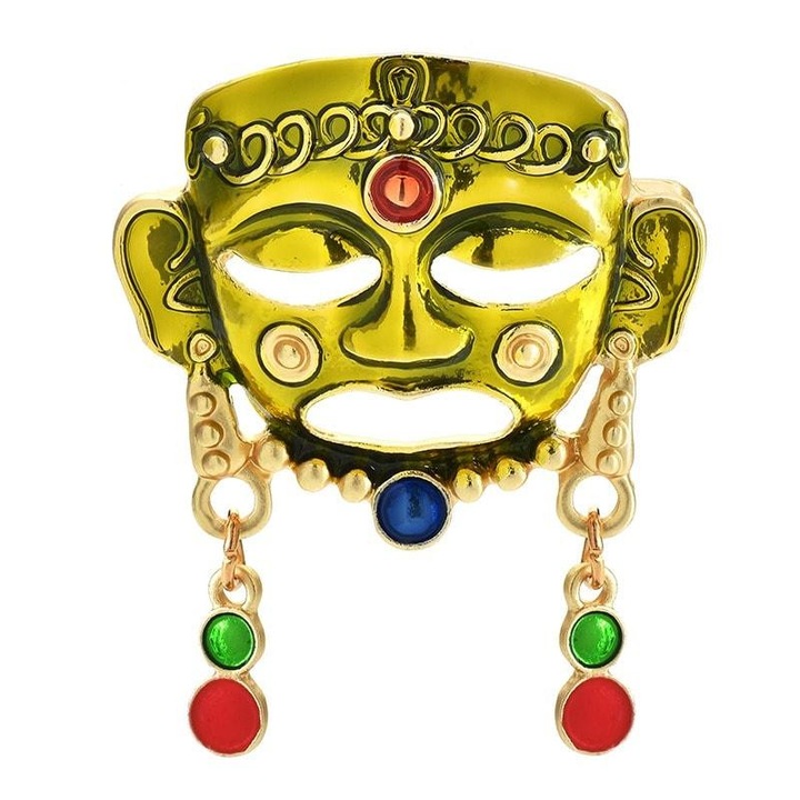 Brosa aurie, forma de masca tribala, Isidora C3, Pursehuit