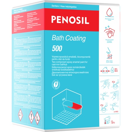 Vopsea epoxidica 960 G, Bath Coating 500, pentru renovare cazi de fonta, kit de restaurare, Penosil