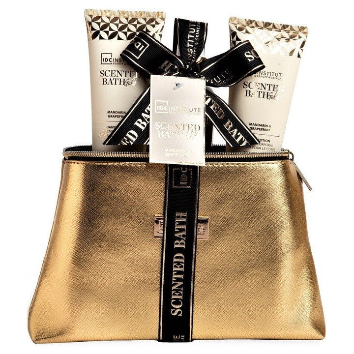 Set body mist, crema maini si lotiune corp Scented Bath Gold Hand Care, IDC Institute 42132, 295 ml