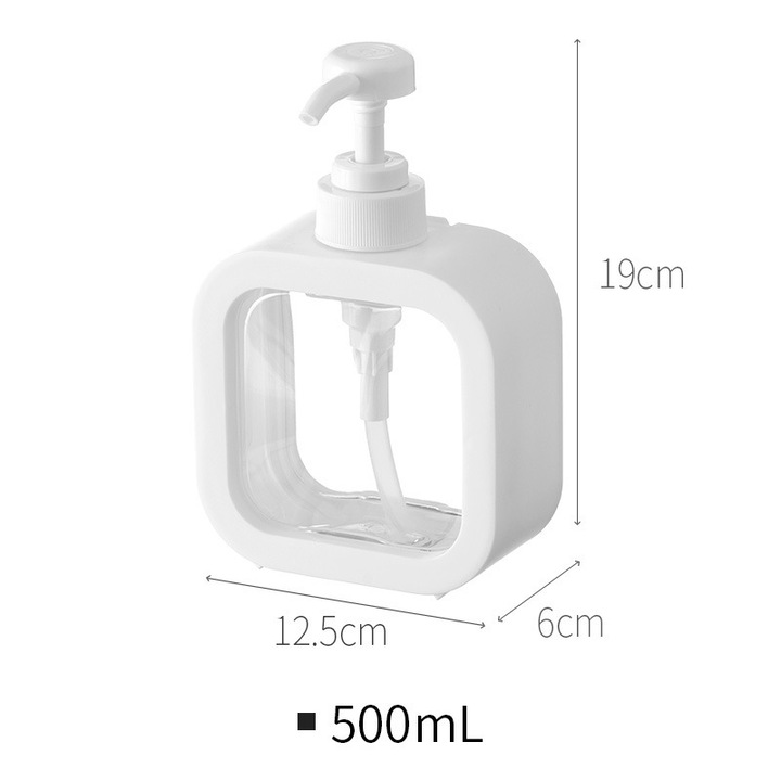 Folyékony szappan adagoló 500ml átlátszó fehér 19x12.5x6cm