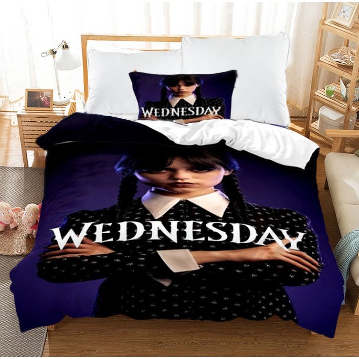 Спално бельо за деца и юноши Wednesday Addams лого 2 бр. 140/200 см