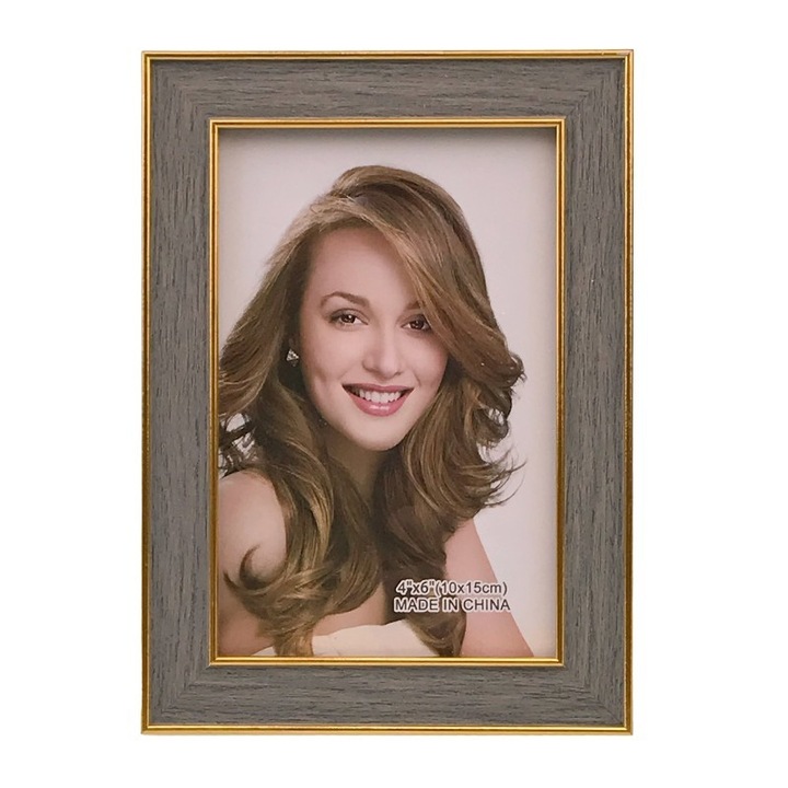 Rama foto, Lemn, Bicolor, 13x18cm, M1, Maro-Auriu