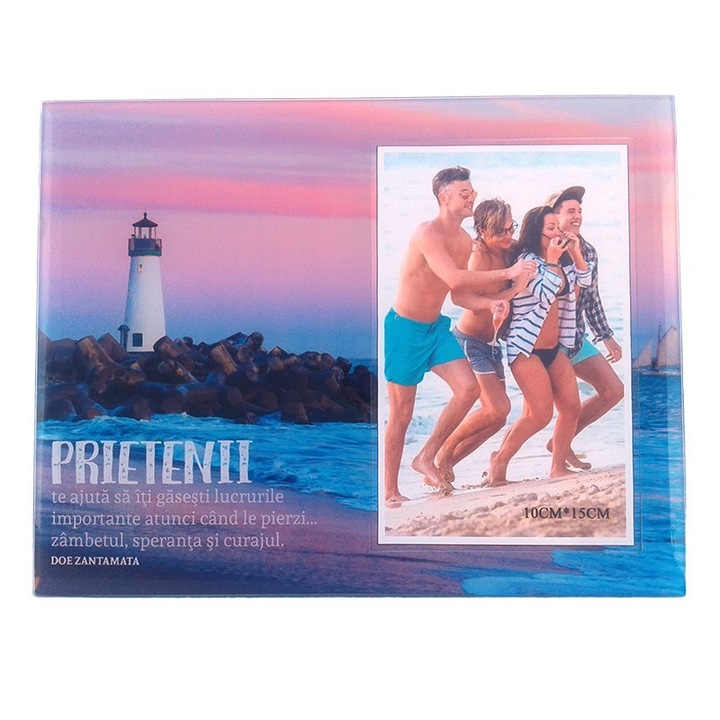 Rama Foto, Sticla, Mesaje despre Prietenie, 10x15cm, Multicolor, M1