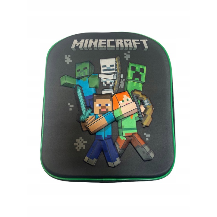 Предучилищна ученическа чанта Minecraft, 3D многоцветен дизайн, 30 x 26 x 8 см