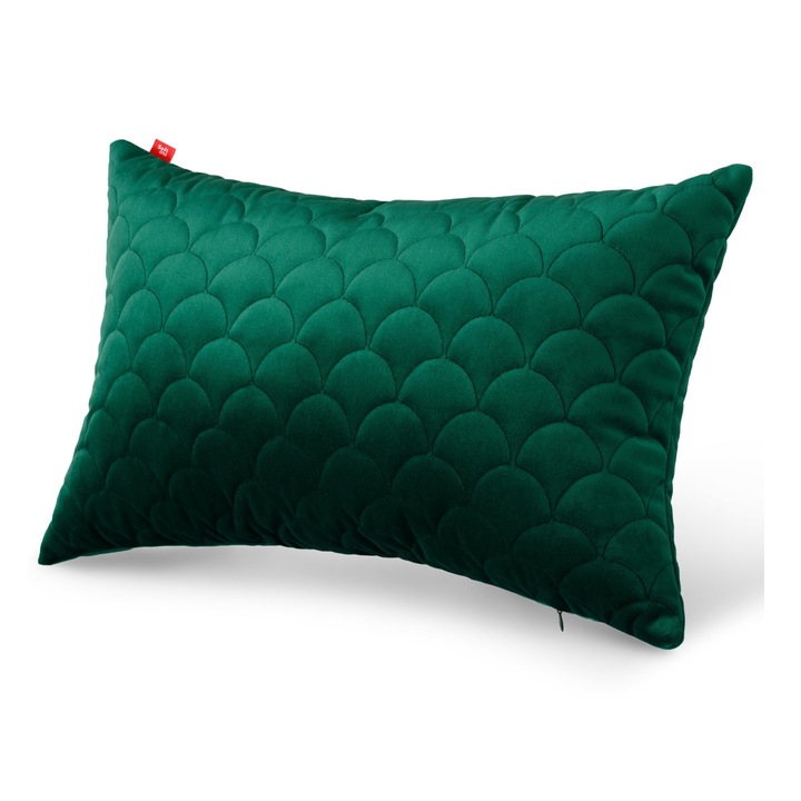 Fata de perna decorativa 30 x 50 cm Verde, Softimi, antialergenica, capitonata, 100% catifea, fermoar, antialergenica, placuta la atingere, certificat OEKO-TEX