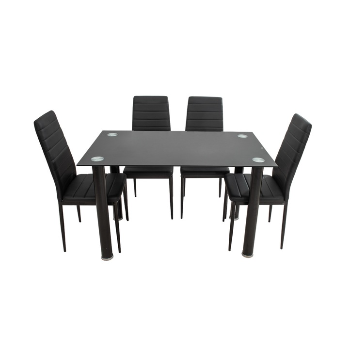 Set Masa cu 4 Scaune MBS-33, Negru, 120x75x70 cm