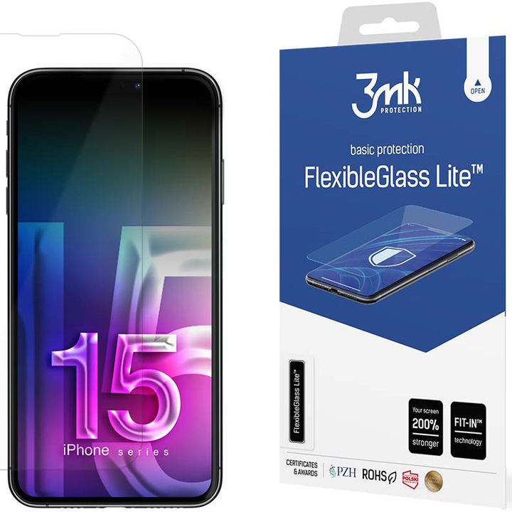 Folie de protectie 3mk FlexibleGlass Lite pentru iPhone 15 Pro Max