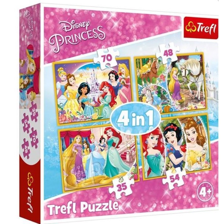 Пъзел PRINCESS 4 в 1 с 4 изображения от серията Princess и 70 части