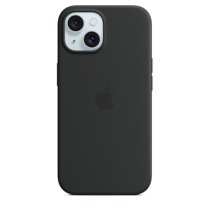 Szilikon védőtok MagSafe funkcióval Apple iPhone 15 készülékhez, Fekete