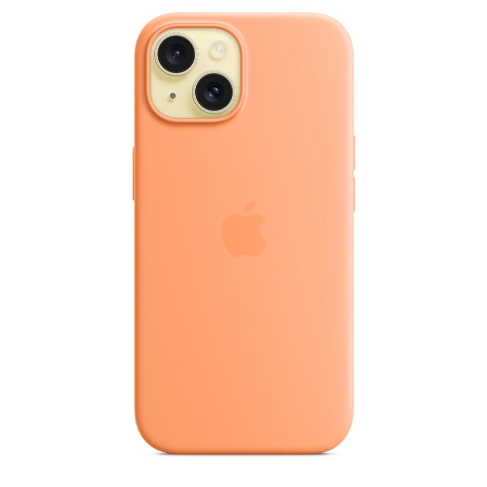 Husa de protectie Apple Silicone Case with MagSafe pentru iPhone 15, Orange Sorbet