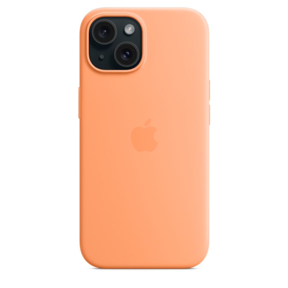 Husa de protectie Apple Silicone Case with MagSafe pentru iPhone 15, Orange Sorbet