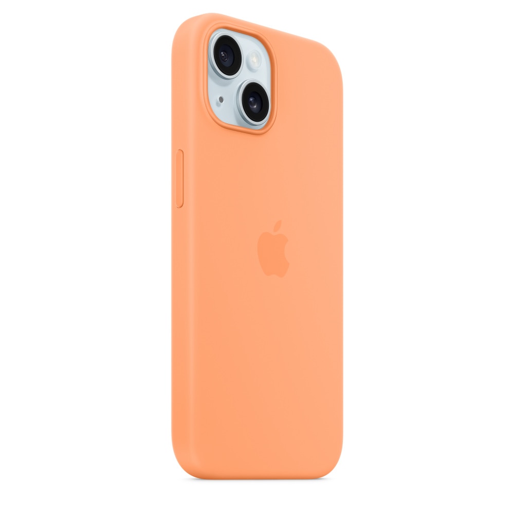 Husa de protectie Apple Silicone Case with MagSafe pentru iPhone 15, Orange Sorbet
