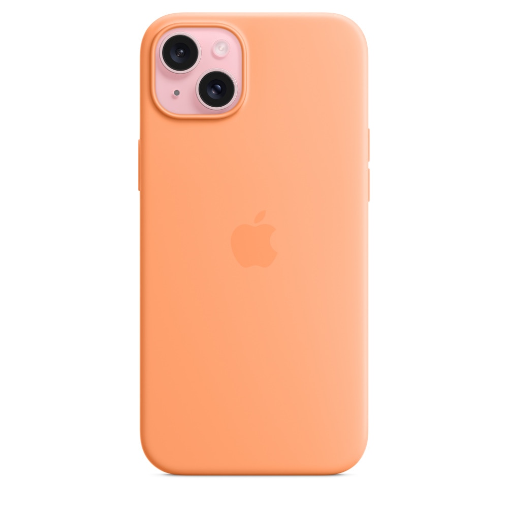 Husa de protectie Apple Silicone Case with MagSafe pentru iPhone 15 Plus, Orange Sorbet