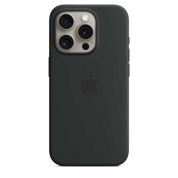 Husa de protectie Apple Silicone Case with MagSafe pentru iPhone 15 Pro, Black