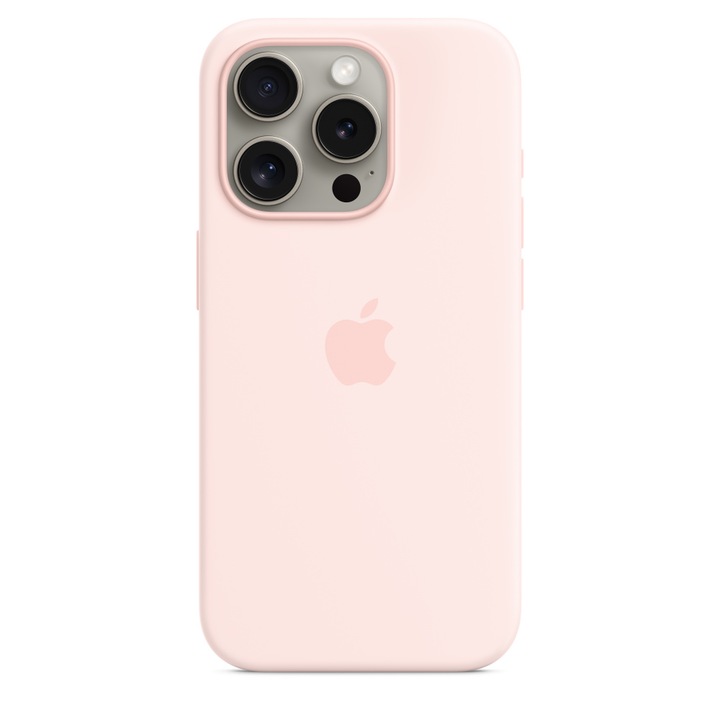 Husa de protectie Apple Silicone Case with MagSafe pentru iPhone 15 Pro, Light Pink