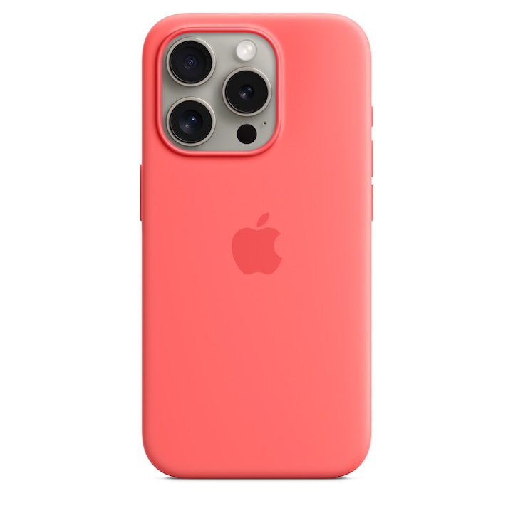 Husa de protectie Apple Silicone Case with MagSafe pentru iPhone 15 Pro, Guava
