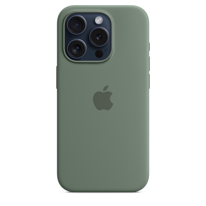 Силиконов Кейс за Apple iPhone 15 Pro Max, Висококачествен, Мастилено зелен