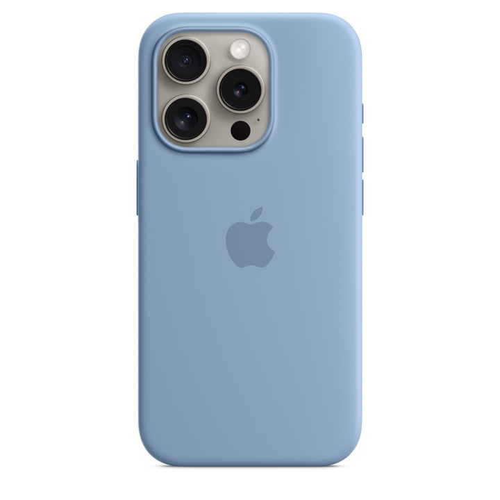 Husa de protectie Apple Silicone Case with MagSafe pentru iPhone 15 Pro, Winter Blue