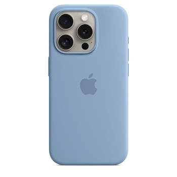Husa de protectie Apple Silicone Case with MagSafe pentru iPhone 15 Pro, Winter Blue Husa de protectie Apple Silicone Case with MagSafe pentru iPhone 15 Pro, Winter Blue