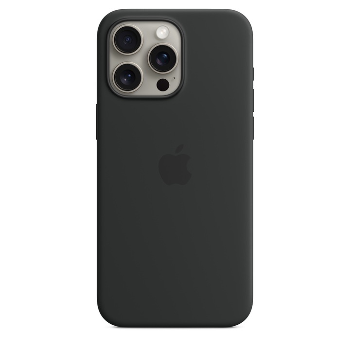 Предпазен калъф Apple Silicone Case with MagSafe за iPhone 15 Pro Max, Black