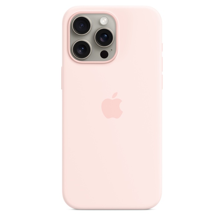 Husa de protectie Apple Silicone Case with MagSafe pentru iPhone 15 Pro Max, Light Pink