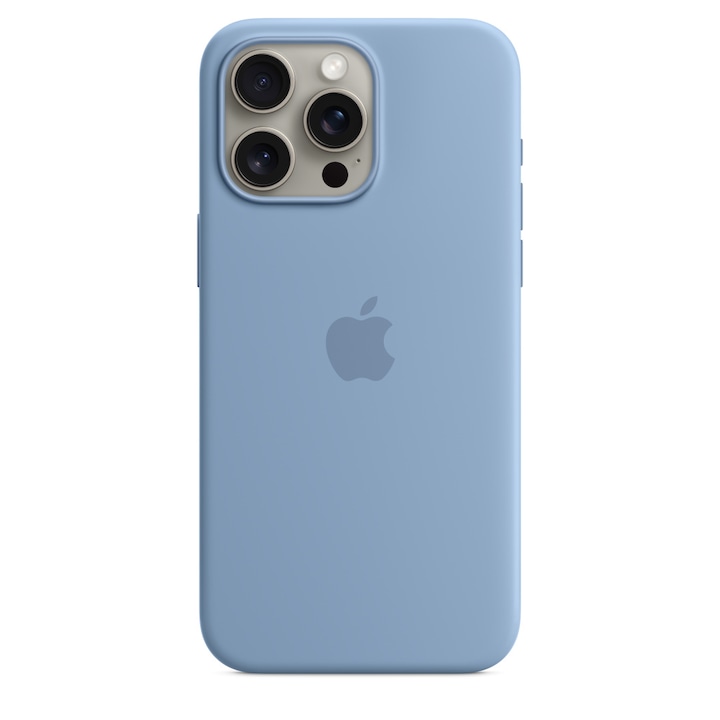 Husa de protectie Apple Silicone Case with MagSafe pentru iPhone 15 Pro Max, Winter Blue