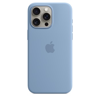 Husa de protectie Apple Silicone Case with MagSafe pentru iPhone 15 Pro Max, Winter Blue Husa de protectie Apple Silicone Case with MagSafe pentru iPhone 15 Pro Max, Winter Blue