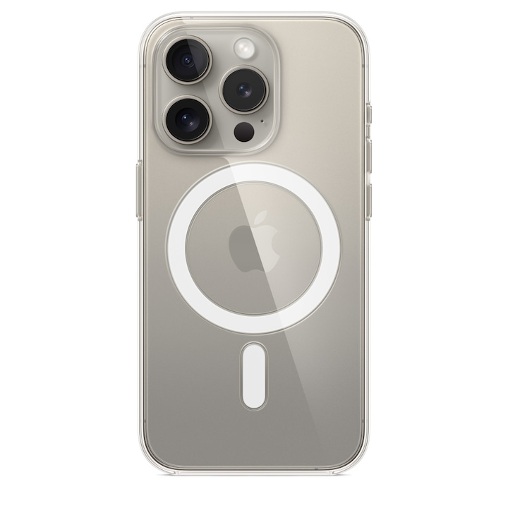 Husa de protectie Apple Clear Case with MagSafe pentru iPhone 15 Pro, Transparent