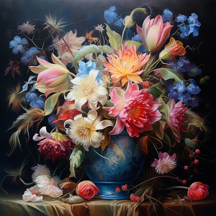 Tablou Canvas, Vaza cu Flori, 60x60 cm