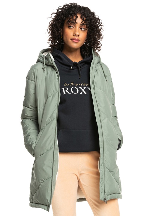 ROXY, Капитонирано зимно яке с качулка, Бледозелен