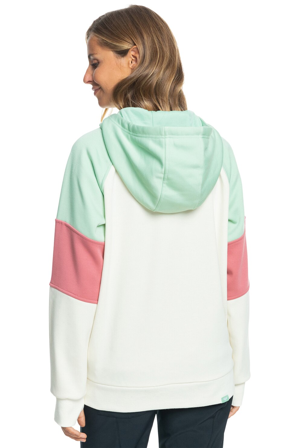 ROXY, Hanorac cu segmente colorblock, pentru schi, Verde, Alb