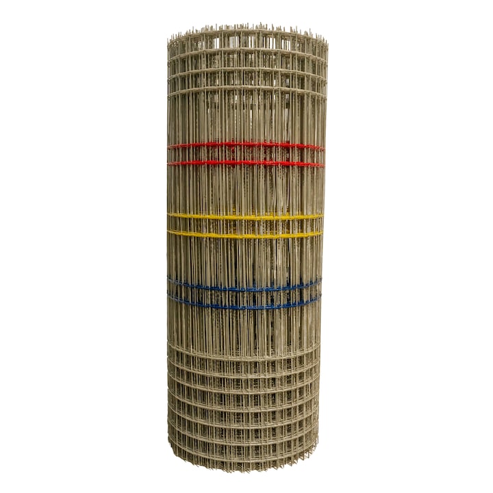 Plasa imprejmuiri din fibra de sticla model bordurat 3 mm grosime, 1,7 m inaltime, 10 m lungime, tricolor