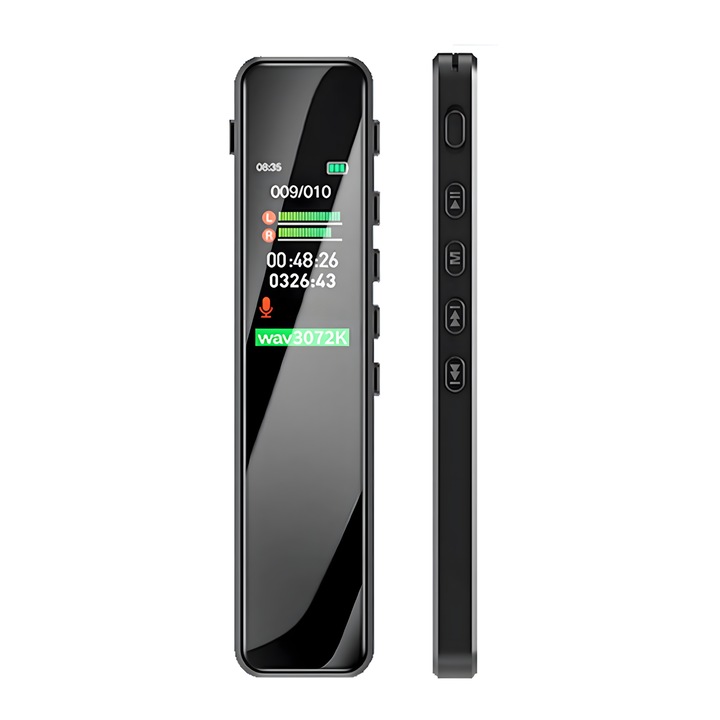 Professzionális digitális diktafon AZ PRODUCTS, 32GB memória, hangaktiválás, Dupla 6D mikrofon, Intelligens felvétel, vékony kialakítás, MP3 funkció, mini hangrögzítő