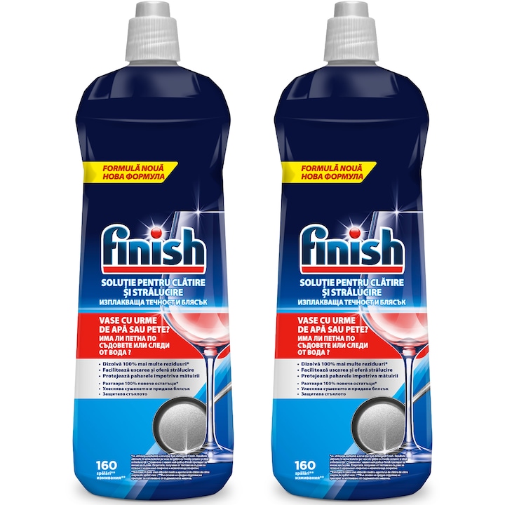 Разтвор за изплакване за съдомиялна Finish, 800 мл + Разтвор за изплакване за съдомиялна Finish, 800 мл