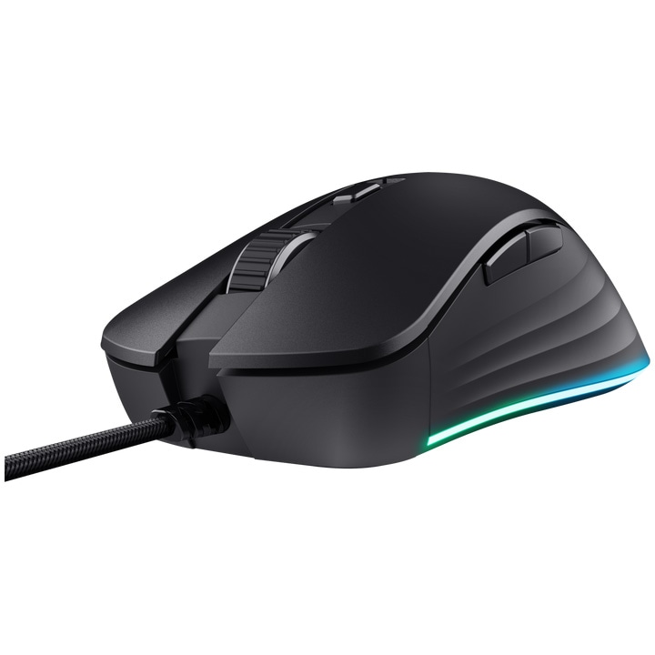 Mouse gaming cu fir Trust GXT924 Ybar+, 25.000 DPI, Full RGB, IPS 400, 6 butoane programabile, negru