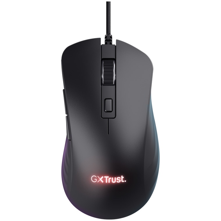 Mouse gaming cu fir Trust GXT924 Ybar+, 25.000 DPI, Full RGB, IPS 400, 6 butoane programabile, negru