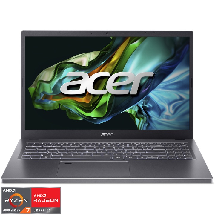 Лаптоп Acer Aspire 5 A515-48M-R4DS, AMD Ryzen™ 7 7730U, 15.6", Full HD, IPS, 16GB, 512GB SSD, AMD Radeon™ Graphics, NO OS, Steel Gray