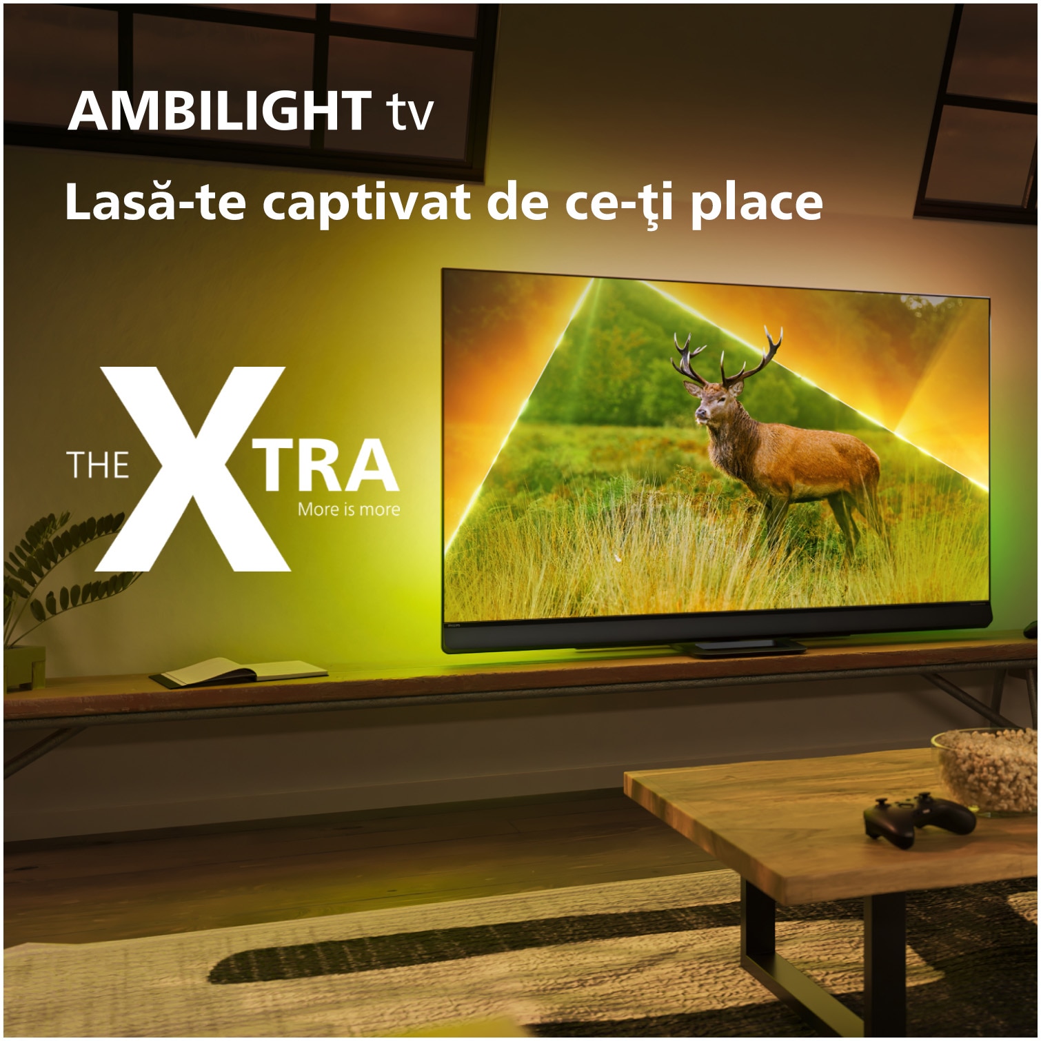 Televizor Philips AMBILIGHT tv MiniLED 65PML9308, 164 cm, Smart TV, 4K Ultra HD, 100hz, Clasa F