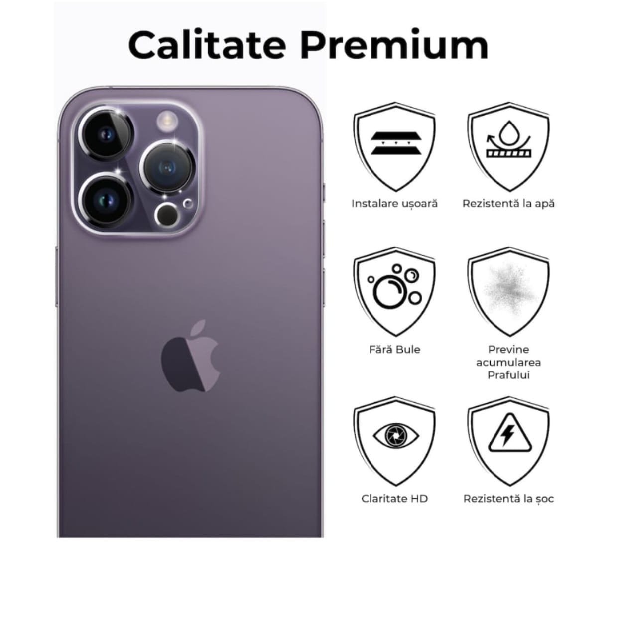 Folie sticla camera Compatibila cu Iphone14 PRO/14 PRO MAX, Full Cover, Calitate Premium