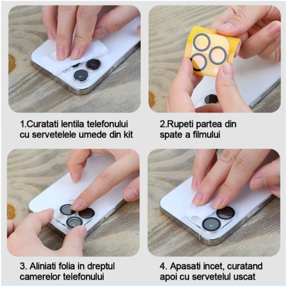 Folie sticla camera Compatibila cu Iphone14 PRO/14 PRO MAX, Full Cover, Calitate Premium