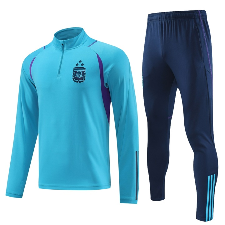 Echipament sportiv barbati Argentina Maneca Lunga Fotbal Tricou Antrenament Costum Set, Albastru