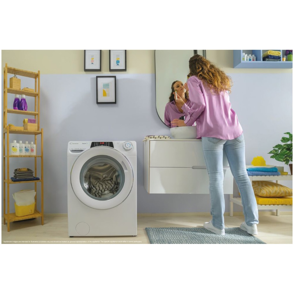 Masina de spalat rufe Candy Rapid'O RO 1486DWMCT/1-S, 8 kg, 1400 RPM, Clasa A, Steam, Motor Speed Drive Inverter, Conectivitate Wi-Fi/hOn app, Quick&Clean Technology, Alb