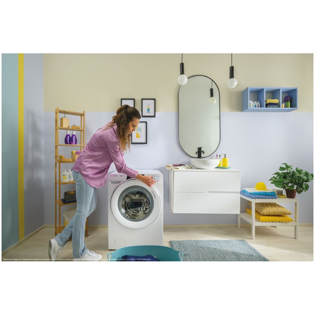 Masina de spalat rufe Candy Rapid'O RO 1486DWMCT/1-S, 8 kg, 1400 RPM, Clasa A, Steam, Motor Speed Drive Inverter, Conectivitate Wi-Fi/hOn app, Quick&Clean Technology, Alb