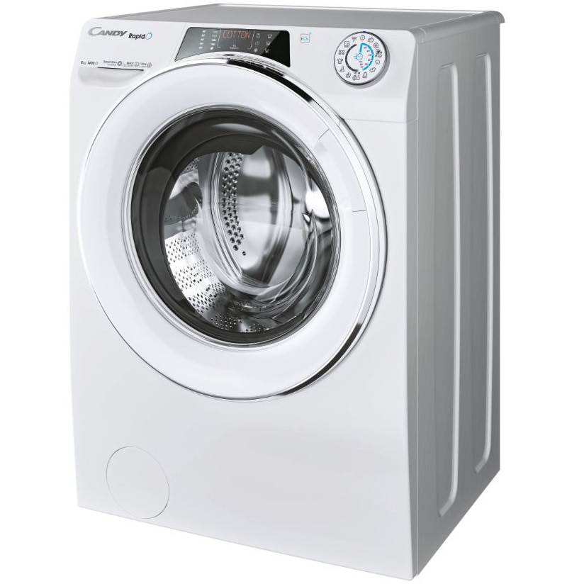 Masina de spalat rufe Candy Rapid'O RO 1486DWMCT/1-S, 8 kg, 1400 RPM, Clasa A, Steam, Motor Speed Drive Inverter, Conectivitate Wi-Fi/hOn app, Quick&Clean Technology, Alb